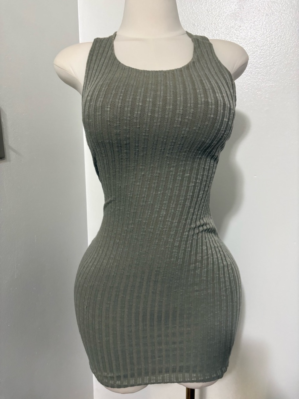 Heart & Hips Olive Ribbed Tank Mini Dress